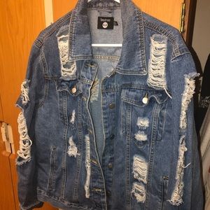 Oversized Distressed Jean Jacket